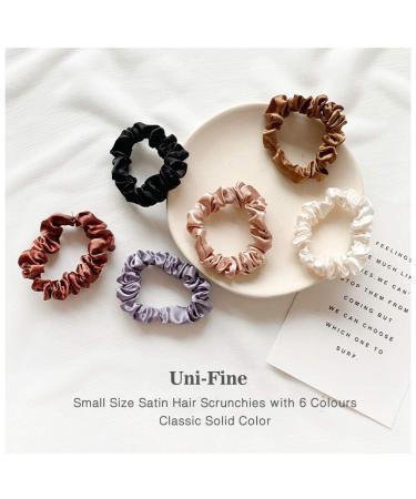 Uni-Fine Shop Satin Hair Ties for Women - Small Scrunchies Elastic Ponytail Holders 6 Colors Hair Jewelry for Girls - Buy Online on GoSupps.com