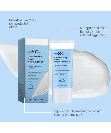 Ceramide Daily Barrier Hybrid Suncream SPF 50+ PA ++++ Cream with Ceramide Korean Skin Barrier Repair Moisturizer for Dry & Sensitive Skin 120-hour Lasting Hydration - Buy Online on GoSupps.com