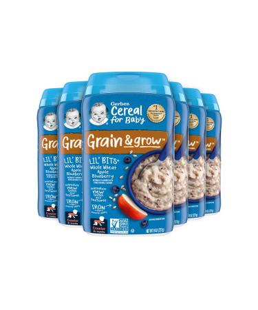 Gerber Lil Bits Whole Wheat Apple Blueberry Baby Cereal, 8 Oz , Pack of 6