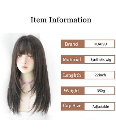 HUAISU Long Black Straight Hair Wig with Bangs | Synthetic High Density Women's Wig - Buy Online on GoSupps.com