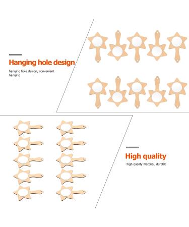 ARTIBETTER 10pcs DIY Wood Star Mirrors - Kids Handheld Makeup Mirror Craft Kit - Light Brown 14.2X9.5cm - Buy Online on GoSupps.com