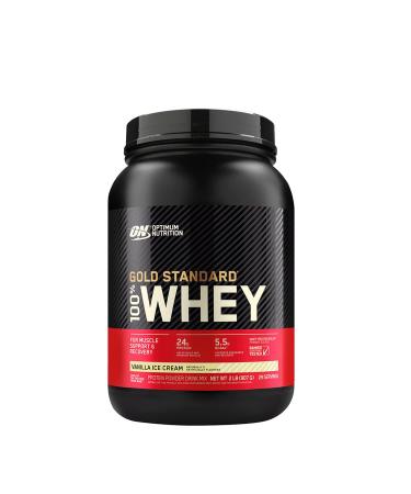Optimum Nutrition Gold Standard 100% Whey Protein Powder from Whey Isolates Vanilla Ice Cream - 2 Pound