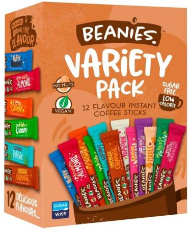Beanies Flavored Coffee Variety Pack - 144 Individual Sachets 2kcal per Serving Gluten-Free Sugar-Free Vegan Instant Coffee 12 Sachets x 12 Pack with FREE-150 SUGAR SACHETS  - Buy Online on GoSupps.com