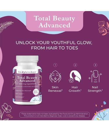 Body Kitchen Total Beauty Advanced Contains Elastin Keratin Biotin and Hyaluronic Acid Supports Hair Growth Skin Renewal Nail Strength Veggie Caps 90 Count - Buy Online on GoSupps.com