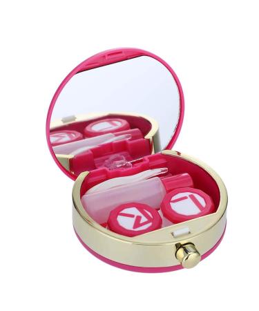 Nicoone Contact Lens Case Outdoor Mini Contact Lens Storage with Mirror Bottle Tweezers Stick Remover Tool for Travel & Home Red