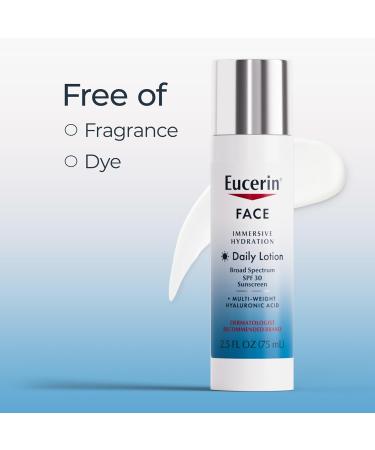 Eucerin Face Immersive Hydration Daily Face Lotion Broad Spectrum SPF 30 Sunscreen Daily Moisturizer with Hyaluronic Acid Smooths Fine Lines and Wrinkles 2.5 Fl Oz Bottle - Buy Online on GoSupps.com