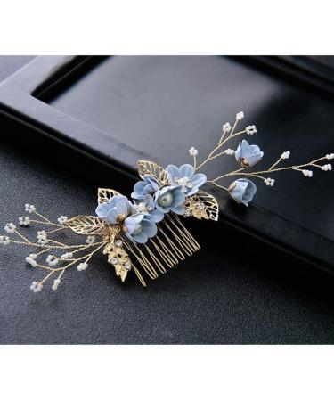 Toyvian Handmade Blue Floral Bridal Hair Comb Clip Set - Rhinestone Wedding Hair Accessories for Brides and Bridesmaids - Buy Online on GoSupps.com