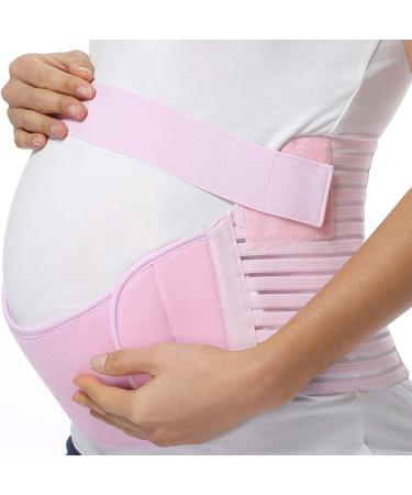 FITTOO Maternity Support Belt 3-in-1 Pregnancy Belly Band | Back & Waist Support Brace | Adjustable & Breathable Abdominal Binder | Pink XXL - Buy Online on GoSupps.com