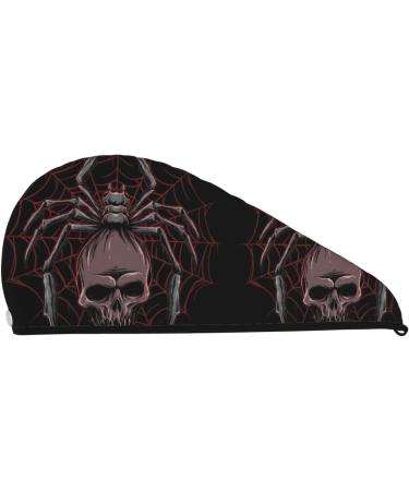 Spider Skull Microfiber Hair Towel | Super Absorbent Coral Velvet Wrap for Long Curly & Thick Hair - Fast International Shipping - Buy Online on GoSupps.com