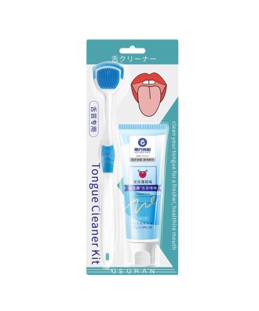 Tongue Cleansing Gel Tongue Cleaner Brush Kit Scraper Scrubber Fight Bad Breath Oral Deodorant Fresh Mint to Remove Bad Breath and Freshen Breath (1)