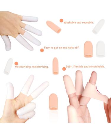 CQQNIU 20 Piece Silicone Finger Sleeves for Hand Eczema & Arthritis Relief - Breathable, Perforated Design in White Skin Tone - 16 Long & 4 Short Sleeves - Buy Online on GoSupps.com