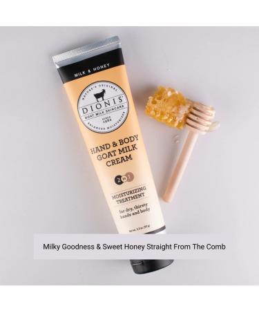 Dionis Goat Milk Skincare 3.3 oz Milk & Honey Hand & Body Cream - Hydrating Travel Size Lotion for Dry Skin - Made in USA, Cruelty & Paraben Free - Buy Online on GoSupps.com