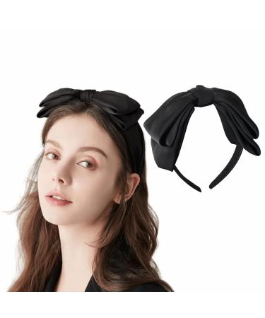 Uchyius Bow Knotted Headbands for Women  Big Bowknot Headband  Cute Black Hairbands Fashion Hair Accessories for Women and Girl (Black-3)