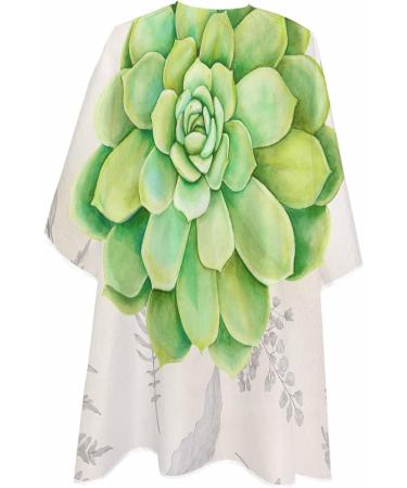 Green Succulent Barber Cape - Adjustable 55x63 Inch Hair Cutting Cape for Women Men Kids | Summer Tropical Vintage Styling Accessory - Buy Online on GoSupps.com