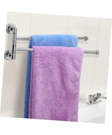 Alipis Stainless Steel Pendant Double Bath Towel Holder Tower Holder Arm Swing No Punching to Rotate Silver Medium - Buy Online on GoSupps.com