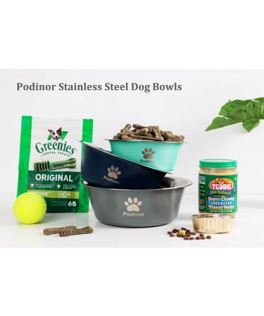 Podinor Stainless Steel Dog Bowls - 2 Pack, Non Slip Bottom, Dishwasher Safe - For Small, Medium & Large Dogs - Food & Water Dishes - Black & Aqua - 3 Cups/24 oz Each - Buy Online on GoSupps.com