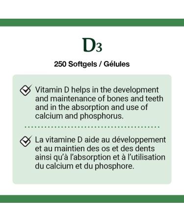 Nature's Bounty Vitamin D3 1000IU Supplement Helps Maintain Immune Function Bones and Teeth 250 Softgels - Buy Online on GoSupps.com