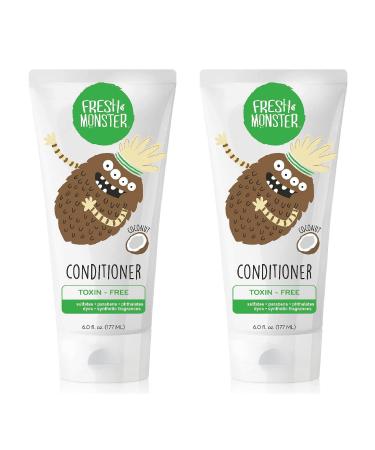 Fresh Monster Kids Hair Conditioner Toxin-Free Hypoallergenic & Natural Hair Conditioner for Kids Coconut (2 Pack 6oz/each) 6 Fl Oz (Pack of 2)