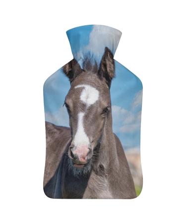Horse Hot Water Bottle With Cover Plush Bed Bottle Hand Warmer For Adults And Children 26.5X15.3cm