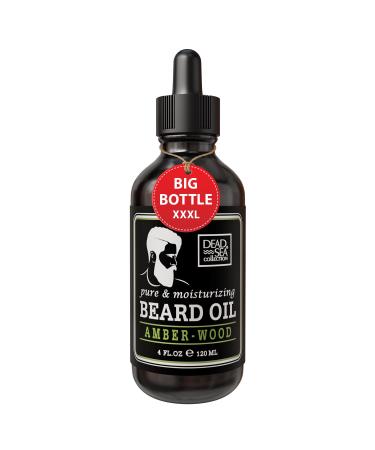 Dead Sea Collection Amber Wood Scented Beard Oil For Men - Pure Beard And Mustache Moisturizer Men s Beard Care Softener And Nourishing Treatment - 4 Fl. Oz
