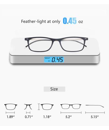 Missfive Flat Folding Reading Glasses - Blue Light Blocking Lightweight Portable Eyewear for Men & Women - Compact Travel Case Included - Black 2.5x - Buy Online on GoSupps.com