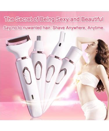 4 in 1 Rechargeable Womens Body Shavers Set - Electric Razor for Women Face, Nose, Eyebrow, Beard, Arm, Leg, Armpit, Bikini - Painless & Portable - Buy Online on GoSupps.com