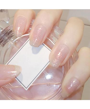 Long-lasting Pink Sparkle Nail Polish - Quick-drying Breathable & Healthy - Shiny Pink Varnish for Women & Teens - Glittery Pink Nail Varnish