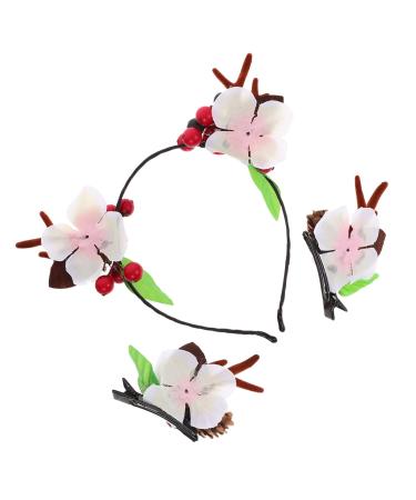 minkissy 1 Set Christmas Headdress Antlers Ears Headband Reindeer Headwear Fawn Headband Antlers Headband Hair Accessories for Girls Christmas Headbands Pair Clip Women's Metal Elk Horns