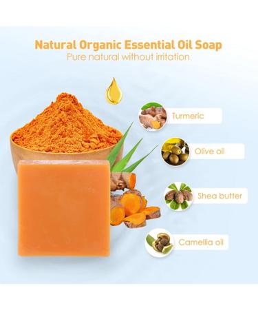 Natural turmeric soap bar vitamin C soap bar and mild soap bar can remove acne blackheads and black spots deeply clean hyaluronic acid and control oil soap to brighten the face and body orange - Buy Online on GoSupps.com