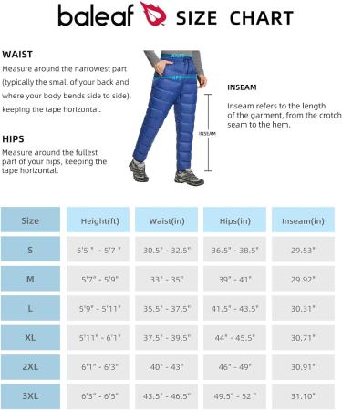 Baleaf Men's Ultralight Down Pants - Water-Resistant, Packable Winter Puffer Pant in Navy Blue (Small) - Buy Online on GoSupps.com
