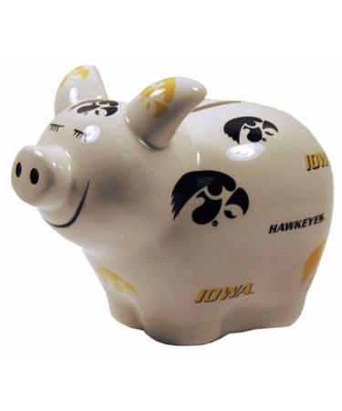 NCAA Iowa Hawkeyes Piggy Bank with All Over Logo