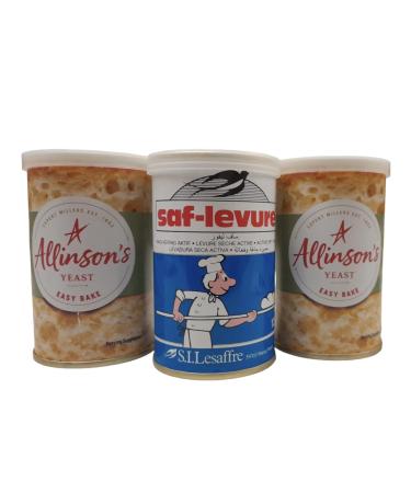 Allinson | Easy Bake Yeast Tin Buy 2X100G Get SAF Active Yeast 125g Free | Fast Action Yeast | Makes up to 14 loaves | Quality ingredients | Suitable for vegetarians and vegans