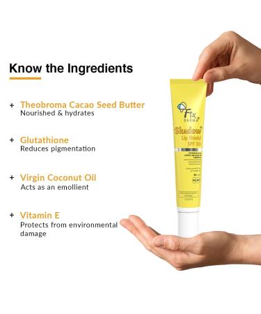 Buffo Shadow SPF 50 Lip Shield | Lip Balm SPF 50 with Theobroma Cacao Seed Butter Virgin Coconut Oil & Glutathione | Prevents Pigmentation & Sun Damage | PA+++ Sun Protector UVA & UVB - 15gm - Buy Online on GoSupps.com