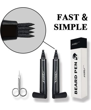 Beard Pencil Filler for Men - Long-Lasting Coverage, Natural Finish, Waterproof - 2PCS (BLACK) - Buy Online on GoSupps.com