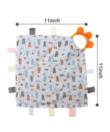 Adorable Baby Security Blanket with Teether | Soft Comfort Taggy Blanket for Boys and Girls (Little Bear) - Buy Online on GoSupps.com
