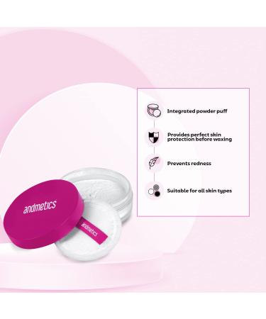 andmetics Skin Protection Powder | 20g Loose Powder | 100 Applications | Hair Removal Protection | Vegan & Suitable for All Skin Types - Buy Online on GoSupps.com