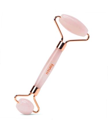 Fancii Rose Quartz Facial Roller Massager for Face Eyes and Body - Anti-Aging Jade Beauty Skincare Tool Made with 100% Brazilian Quartz Stone (Aeva)