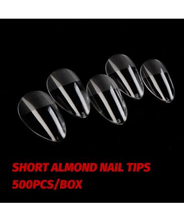 500 Pieces Short Almond Nail Tips Set | Clear Full Cover Acrylic Nails for Gel & DIY Nail Art | 12 Sizes for Studios - Buy Online on GoSupps.com