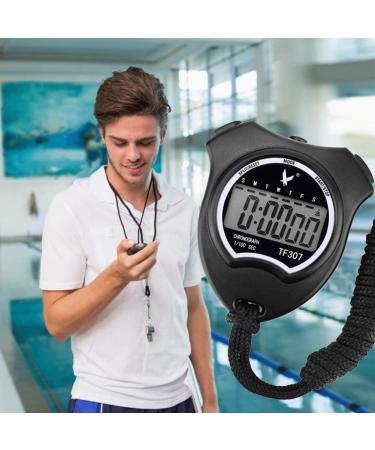 Digital Sports Stopwatch Timer - Handheld Chronograph with Alarm & Calendar for Swimming Football | Shockproof Coaching & Referee Equipment - Black - Buy Online on GoSupps.com