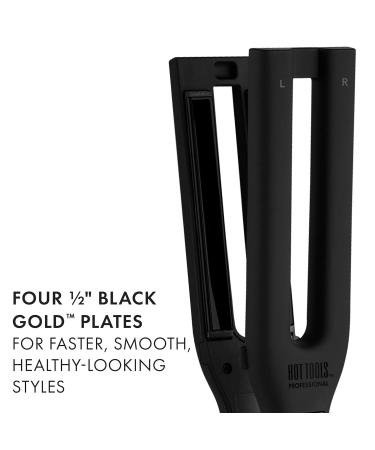 Hot Tools Pro Artist Black Gold Dual Plate Hair Straightener | Faster Styling Reduced Damage | International Shipping Available - Buy Online on GoSupps.com