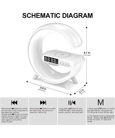 Sunrise Alarm Clock with Bluetooth Speaker, Wireless Charger, and RGB Color Changing Night Light - White - Buy Online on GoSupps.com