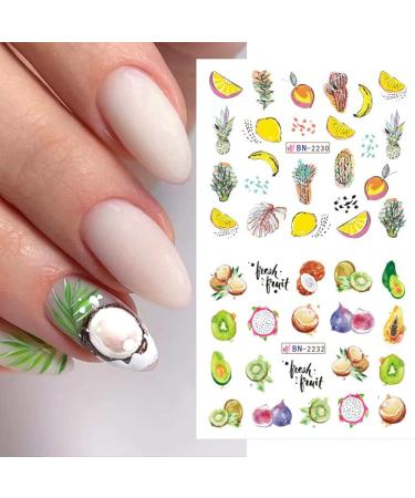 Fruit Lemon Watermelon Nail Stickers - Tropical Summer Nail Art Decals for Women and Girls - Buy Online on GoSupps.com