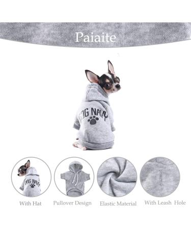 Piaite Grey Chihuahua Dog Hoodie | Winter Small Dog Sweatshirt with Leash Hole | Warm Pet Clothes for Puppy | Dog Sweater Coat Clothing - Navy - Size L - Buy Online on GoSupps.com