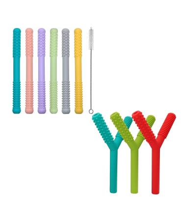 6 Pack Baby Teething Toys 6 to 12 Months + 3 Pack Y Shape Baby Teether Toy