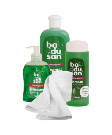 Badusan well-being set the original 4-part shower bath foam bath liquid soap gift set with towel bathing with badusan care set beauty set beauty dye