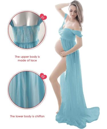 Maeau Maternity Photography Dress XL Blue - Elegant Women's Dress for Wedding Party Photo Shoot - Buy Online on GoSupps.com
