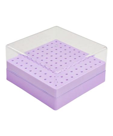 Bo te de rangement transparente 100 trous pour forets ongles violet