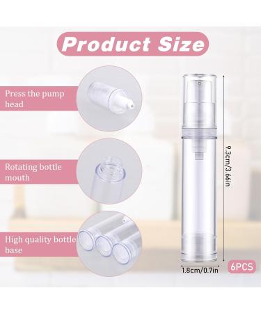 10ml Airless Empty Pump Bottles - Clear Refillable Liquid Container for Shampoo Serum & Lotion - 6 Pack Portable Travel Size - Buy Online on GoSupps.com