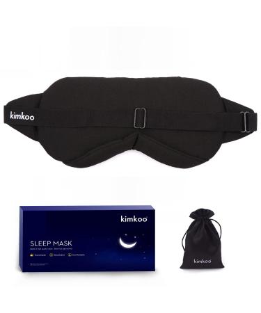 Kimkoo Sleep Mask-Eye Mask for Sleeping, Sleeping Mask Blocking Out Light Perfectly for Women and Men, Soft and Comfortable Blindfold for Travelling, with Pouch (Black)