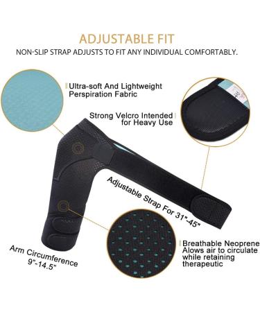 HUEGLO Right Shoulder Brace - Men & Women Rotator Cuff Support for Pain Relief - Buy Online on GoSupps.com
